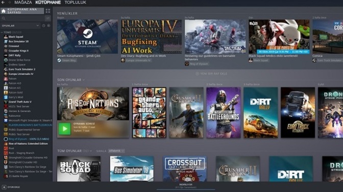Steam'da hangi oyunlara sahipsiniz?
