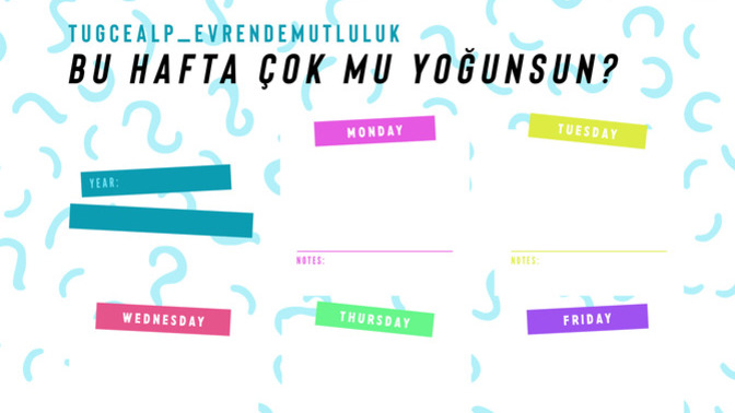 Haftanın her günü neler yapıyorsun? Hedeflerin ne?  Ve bu yaptıklarından ne kadar mutlu oluyorsun?