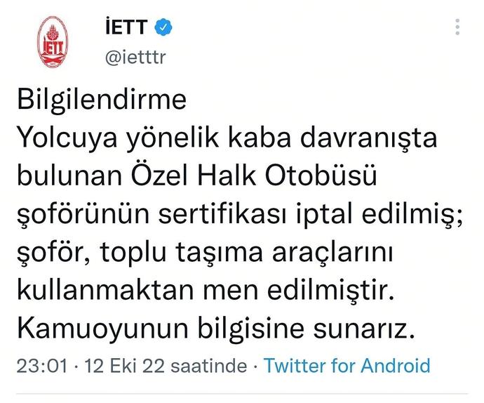 Doktora saldıran İETT şoförü trafikten men edildi, güzel haberlere hasret kalmadık mı?