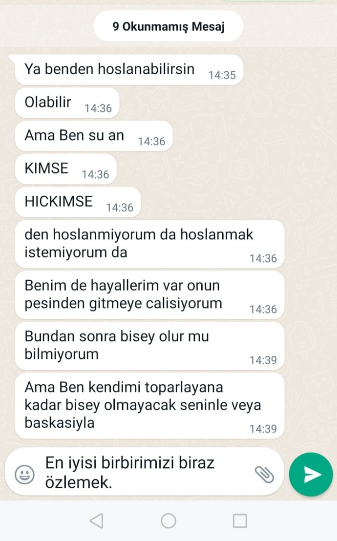Birlikte olduğum kız bunu dedi, manası ne?
