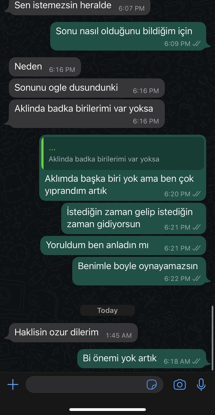 Eski sevgilimle yazıştık?