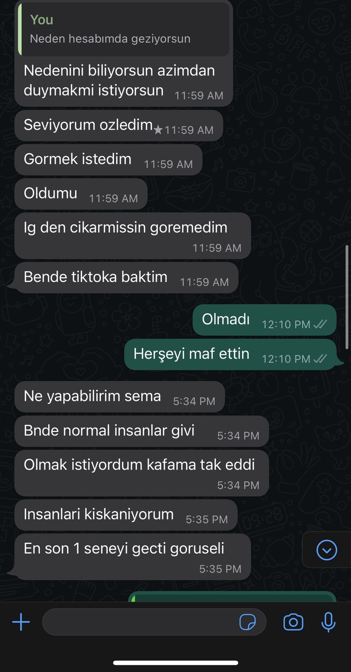 Eski sevgilimle yazıştık?