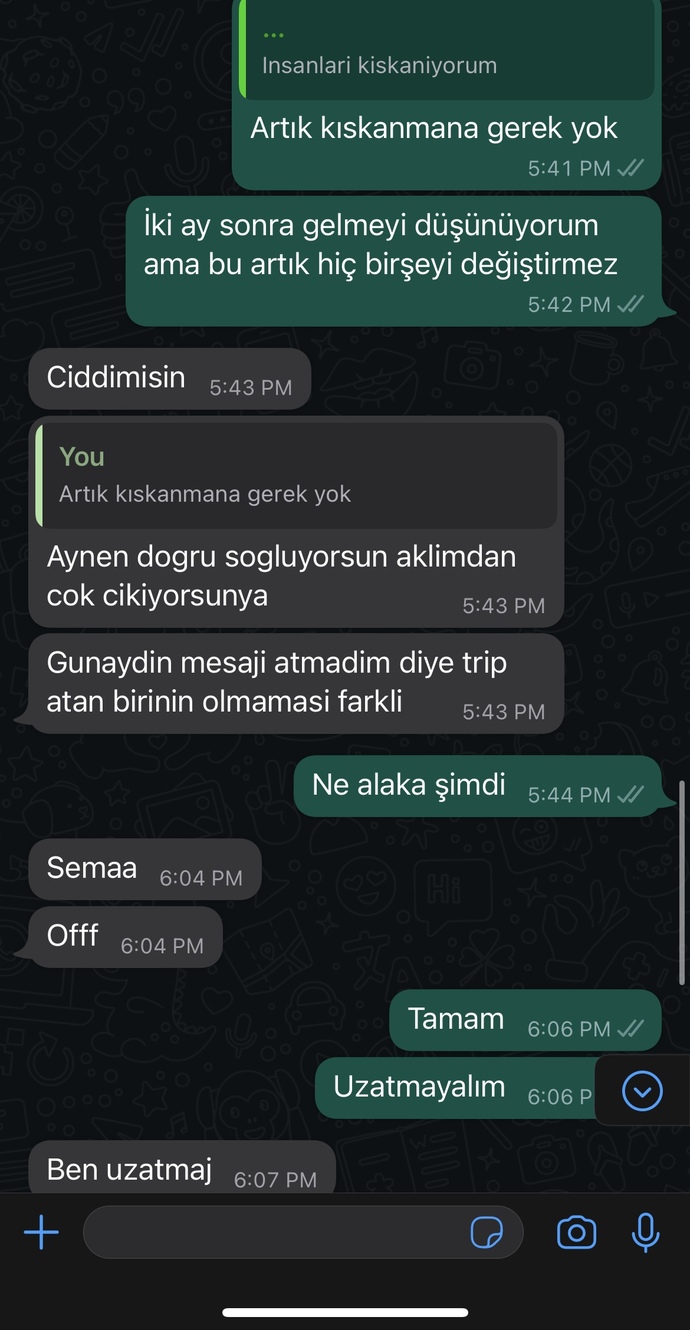 Eski sevgilimle yazıştık?