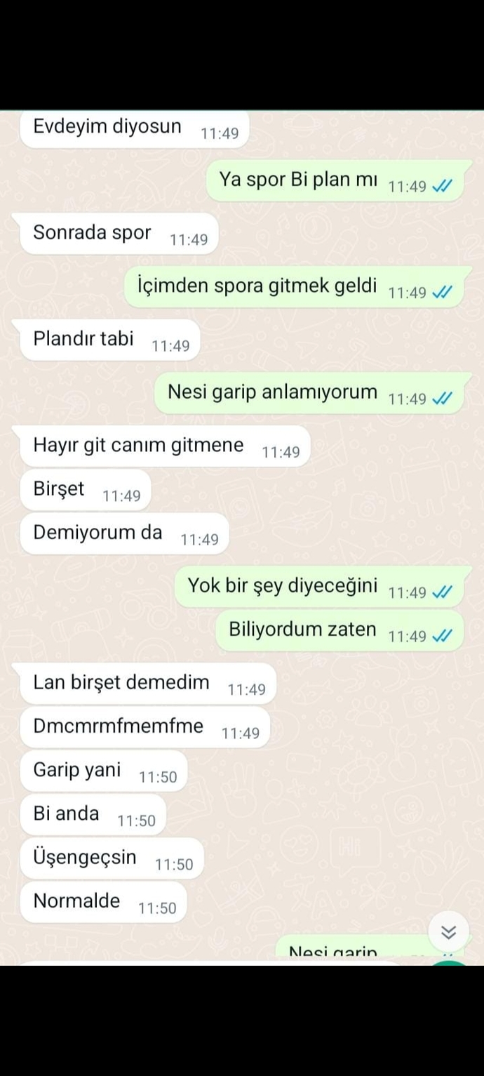 Şu mesajlara bakar mısınız normal mi yazdiklari spor salonuna geldim spor yapacak hevesim kalmadı moralim altüst oldu?