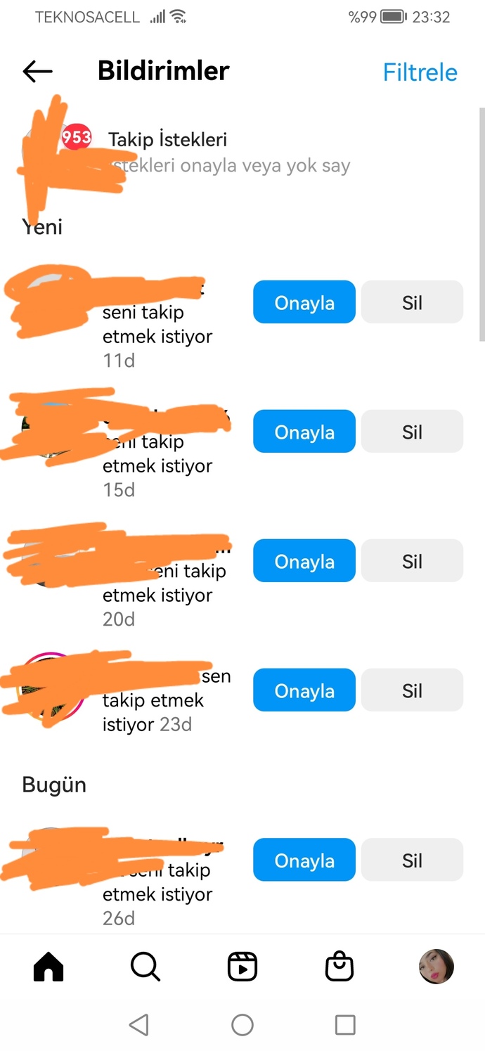 Takip isteklerini nasıl kabul edersiniz?