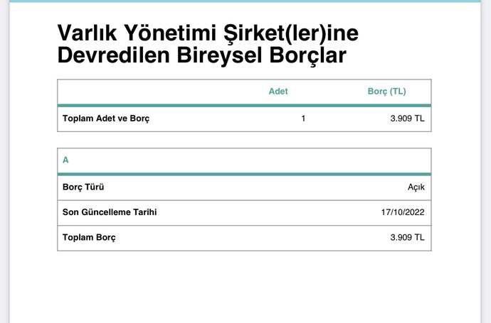 Varlık şirketine ödemem gereken borç tutarı bu mu?