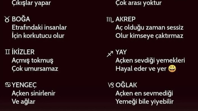 Açken kendinde olmayan burçlar ne yapar?