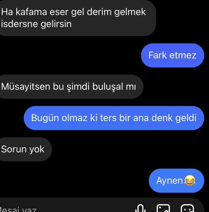 Şimdi ise sevgilisine yazdım?