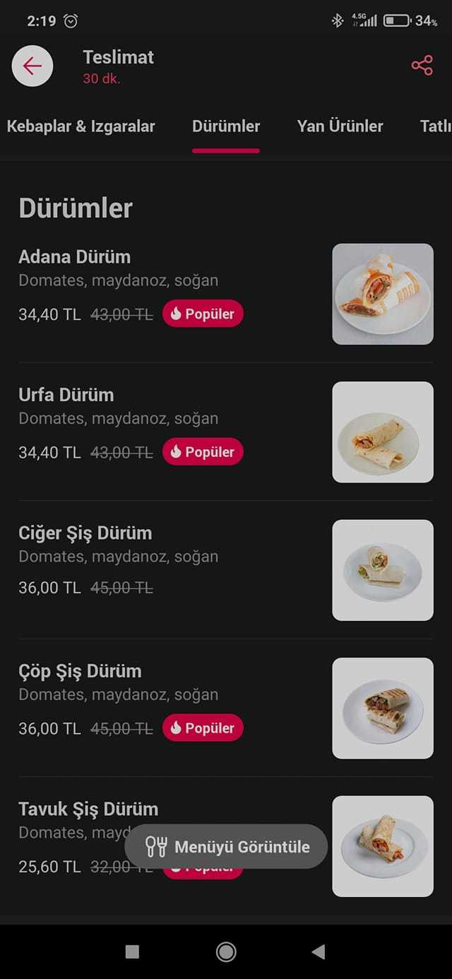 34 TLye Adana dürüm normal mi, zehirlenmem değil mi?