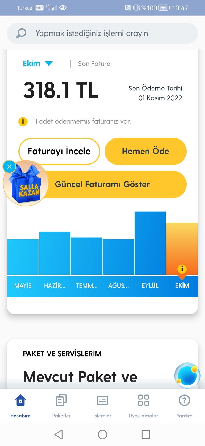 Faturalı hattım 90 TL?