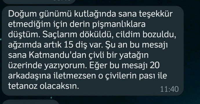 Arkadaşımdan böyle bir mesaj aldım😱 durumu iyi mi acaba?