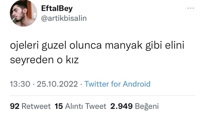 Ojeleri güzel olunca sürekli elini seyreden kızlardan mısın?