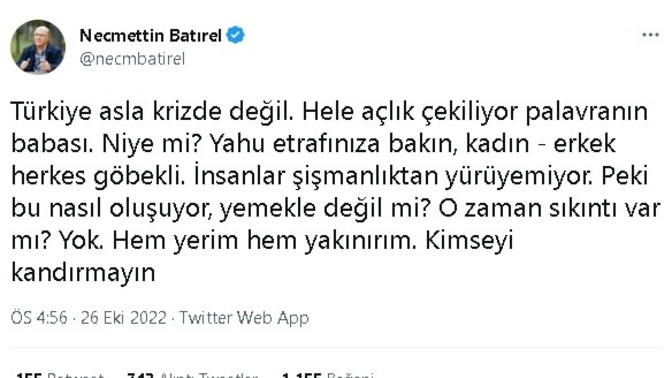 Ülkemizdeki insanların göbekli olması ekonomik krizin olmadığına dair bir zenginlik göstergesi midir?
