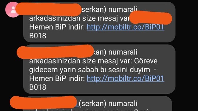 Benim bip im yok ve bu nasıl oluyorda mesj olarak geliyor?