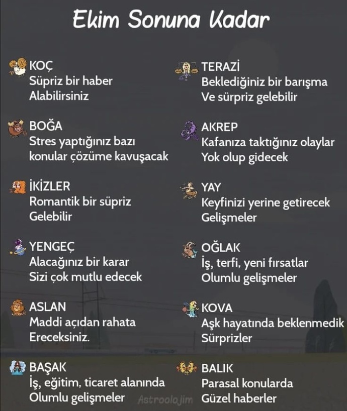 Burçları ekim ayı sonuna kadar neler bekliyor?