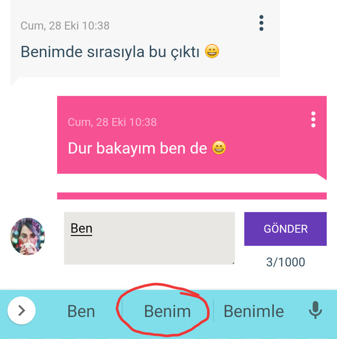 Ben yazdıktan sonraki klavye önerilerinizle düzgün bir cümle kurabilir misiniz?