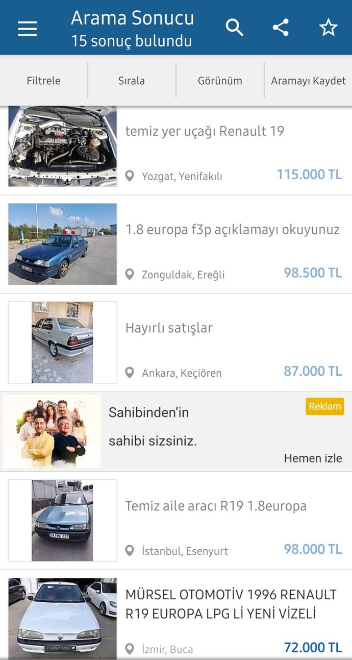 Renault 19 1.8 Rti 105 HP (F3P) alınır mı?