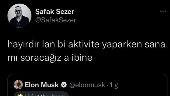 Şafak Sezer'den Elon Musk'ın "Twitter'da komedi artık yasal" tweetine cevap geldi. Sizce Twitter hesabı kapatılır mı :D?
