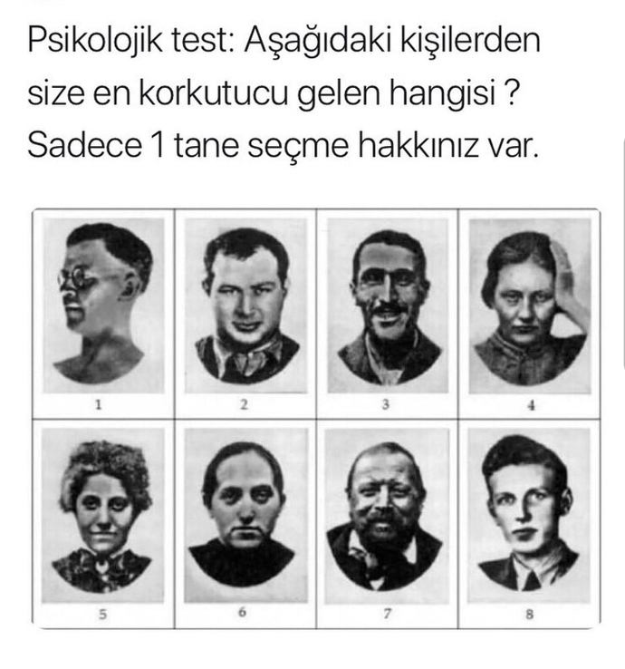 Psikolojik teste ne dersiniz? Resimdeki yüzlerden en korkutucu hangisi?