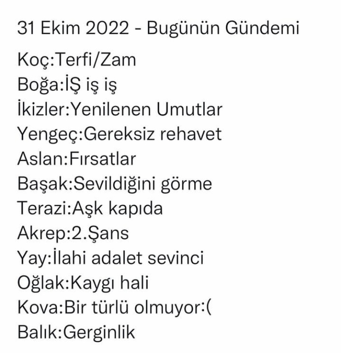 31 Ekim 2022 burçların gündemi nedir?