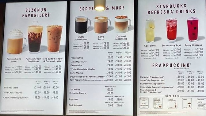 Starbucks’a gitseniz menü isimlerini bilir misiniz?
