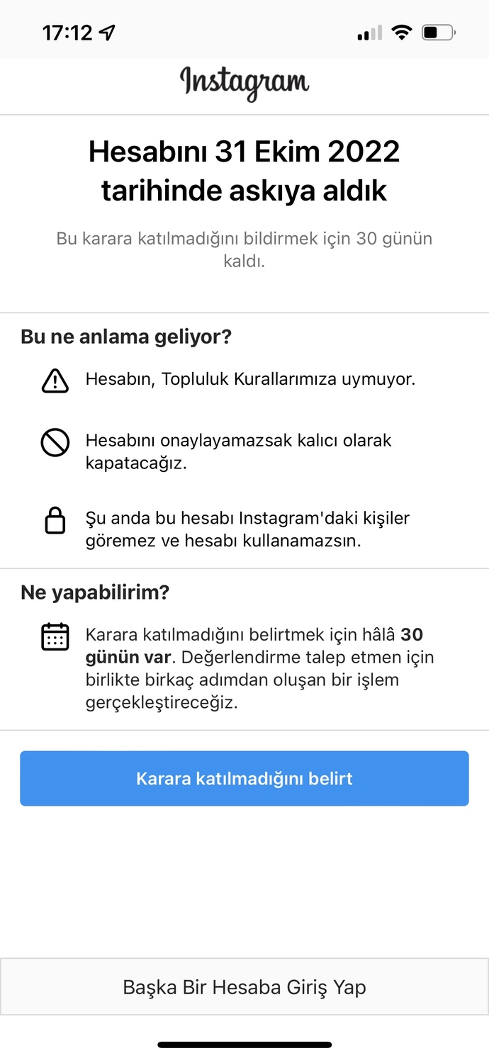 Sizin de Instagram hesabınız askıya alındı mı?