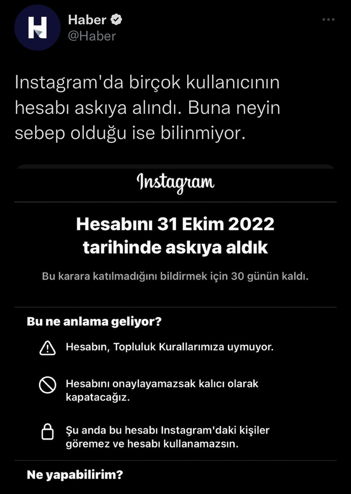 Sizin de Instagram hesabınız askıya alındı mı?
