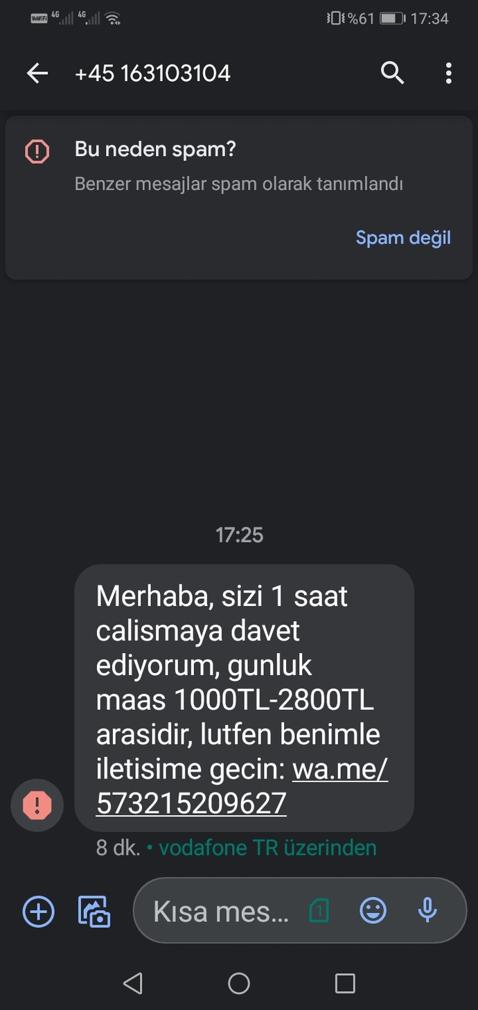 Dolandırıcı mesajları?