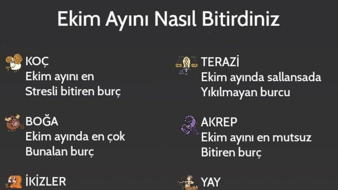 Burcuna göre ekim ayını nasıl bitirdiniz?
