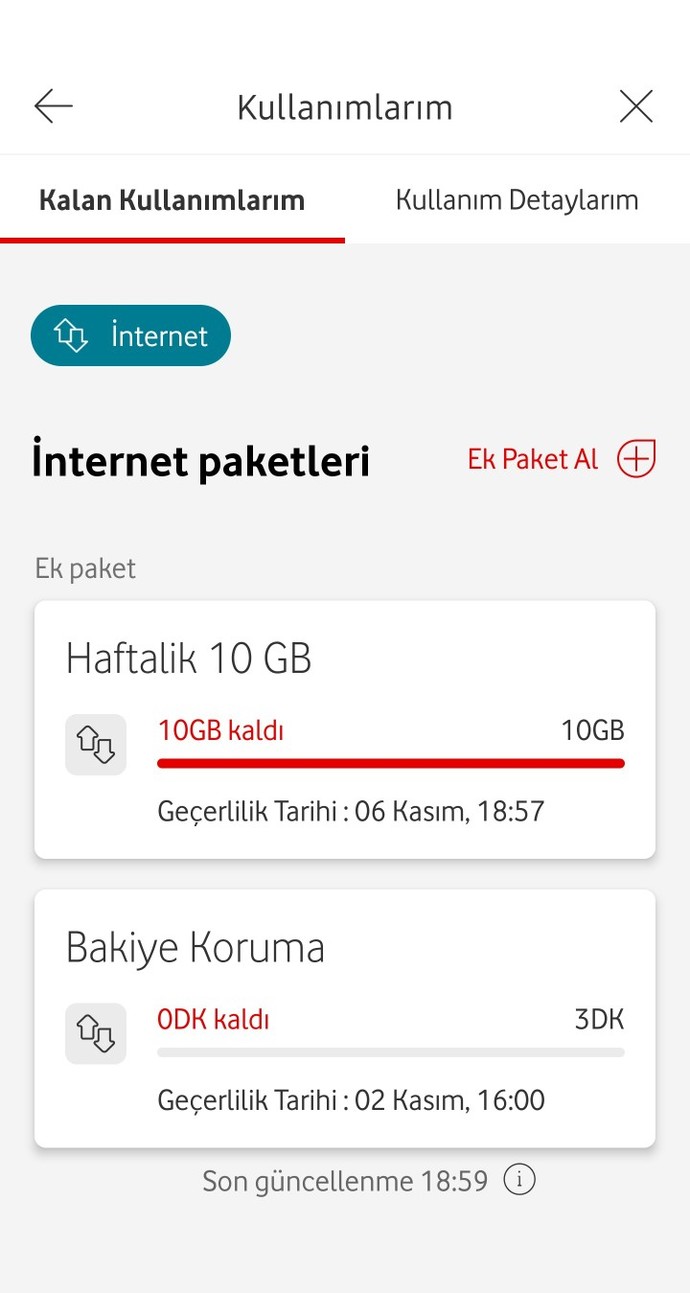 Kaç GB internet paketiniz yüklü şu an da ve memnun musunuz ne kadar dayanıyor?