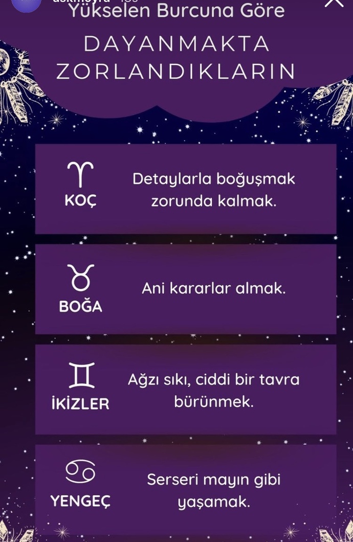 Yükselen burcuna göre dayanmakta zorlandıkların nelerdir?