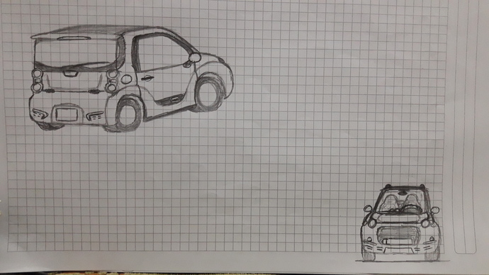 Çift bagaj kapaklı mikro araba.