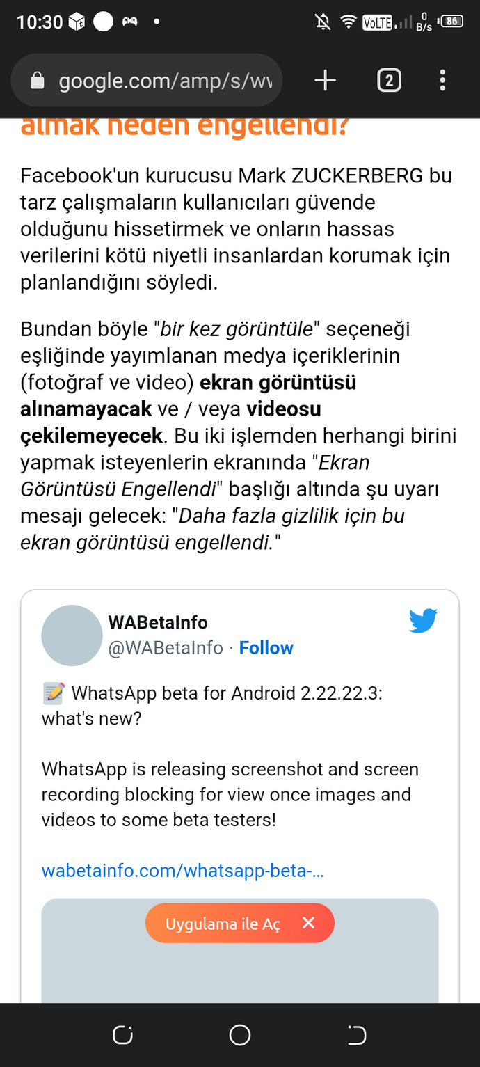 Artik watsaptan ekran görüntüsü alınamayacağını ve video çekilemeyeceğin biliyor musun i?
