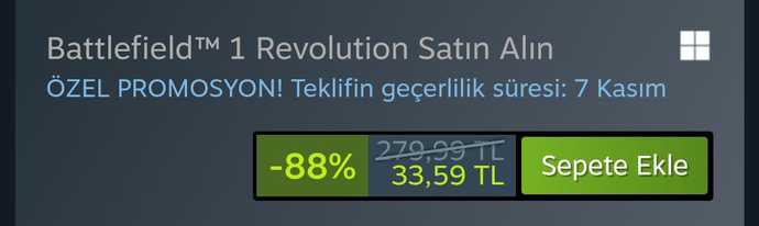 Battlefield 1 280 TLden 33 TLye düşmüş. Oynamayanlara tavsiye eder misiniz?