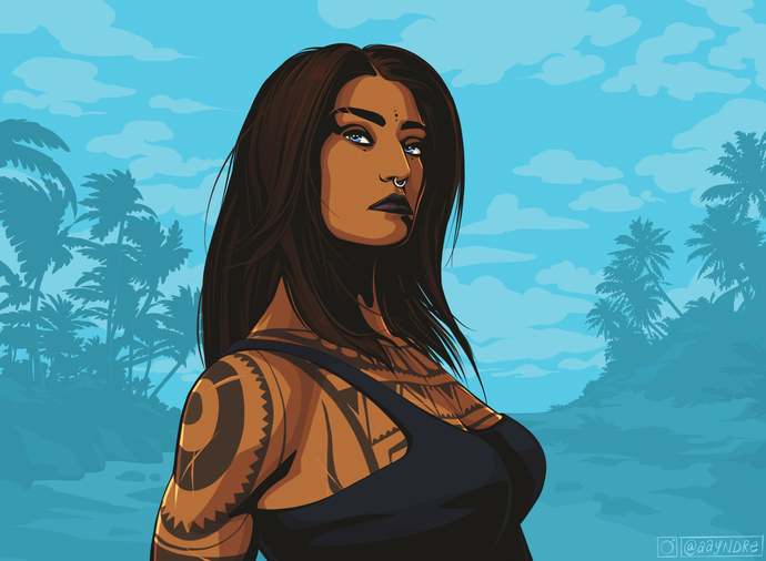 GTA usulü kadın resmi çizdim, artwork nasıl olmuş?