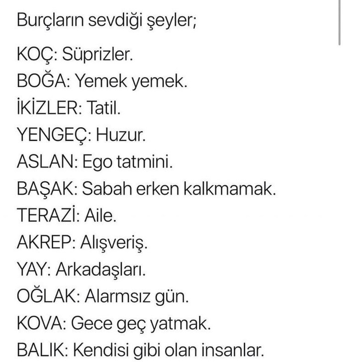 Burcuna göre sevdiğin şey nedir?