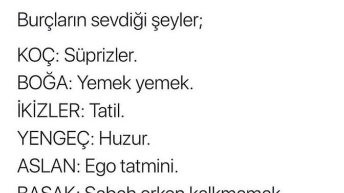 Burcuna göre sevdiğin şey nedir?