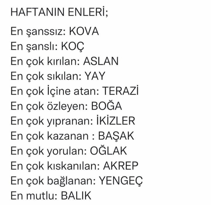 Burçlarda bu haftanın enleri nelerdir?