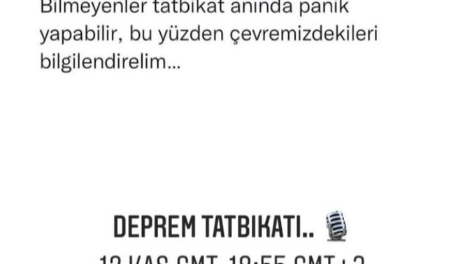 Ülke genelinde Deprem Tatbikatı?