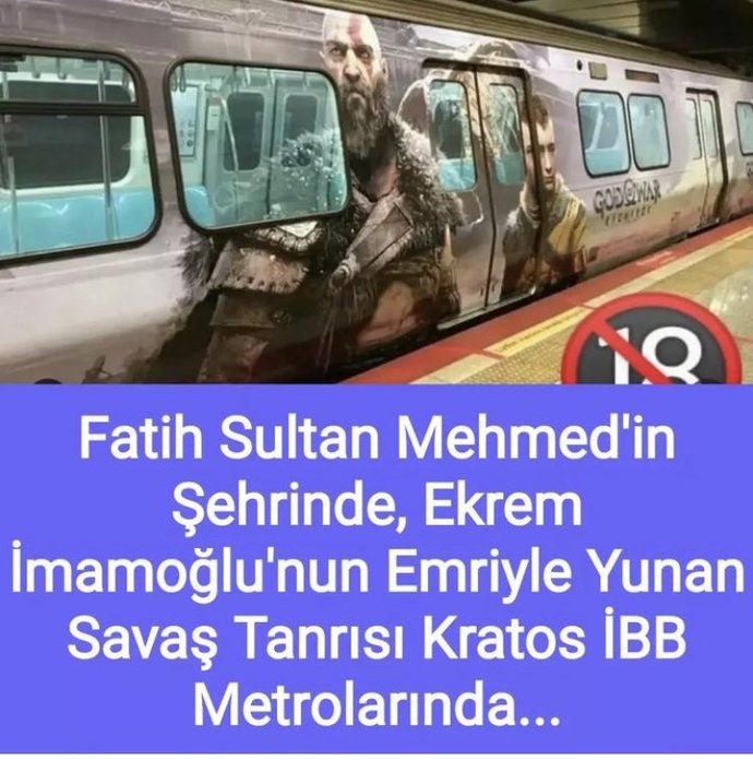 İstanbul M2 metrosundaki God of War reklamı için Ekrem İmamoğluna Yunan sever tepkisi! Komedi değil mi?
