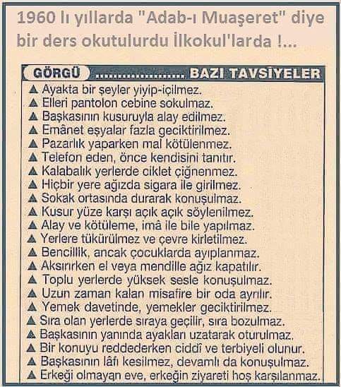 Adab-ı Muaşeret bilir misiniz?