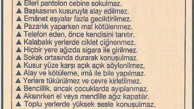 Adab-ı Muaşeret bilir misiniz?