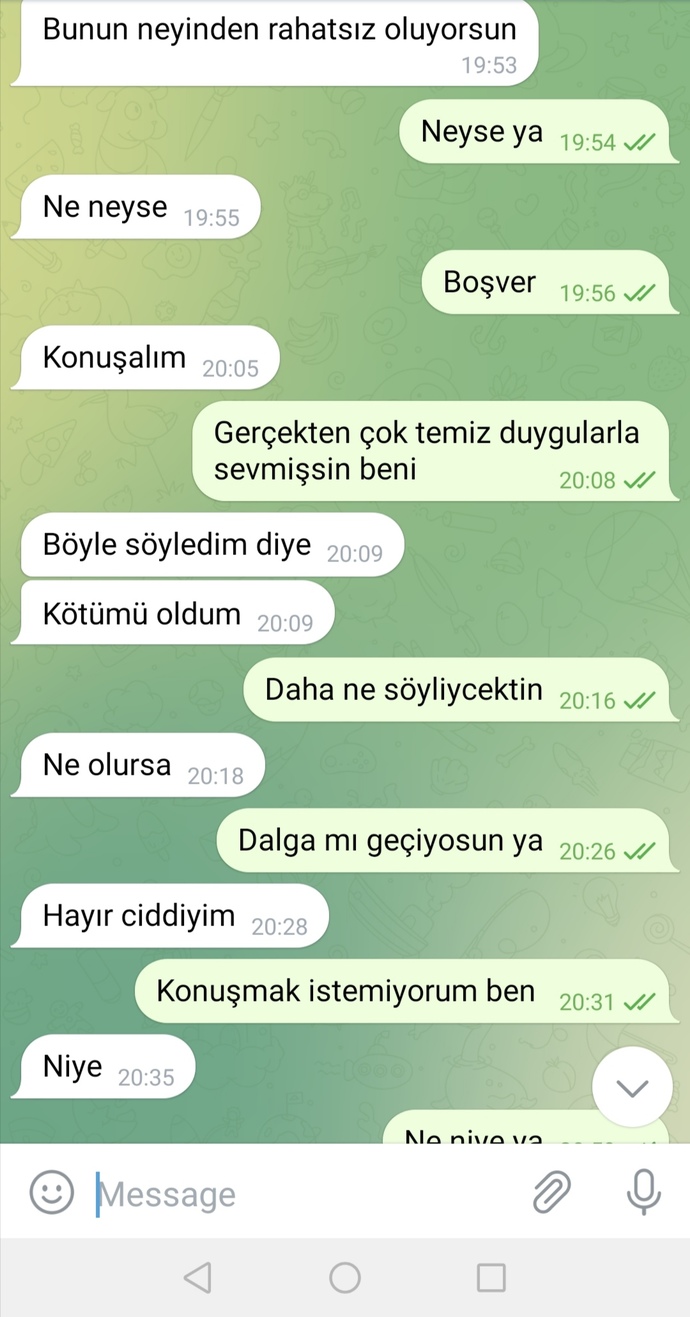 Kavga edip barıştıktan sonra bunları dedi. İlk defa bu konuları açtı. Kendimi çok kötü hissediyorum. Beni sevmiyor mu?