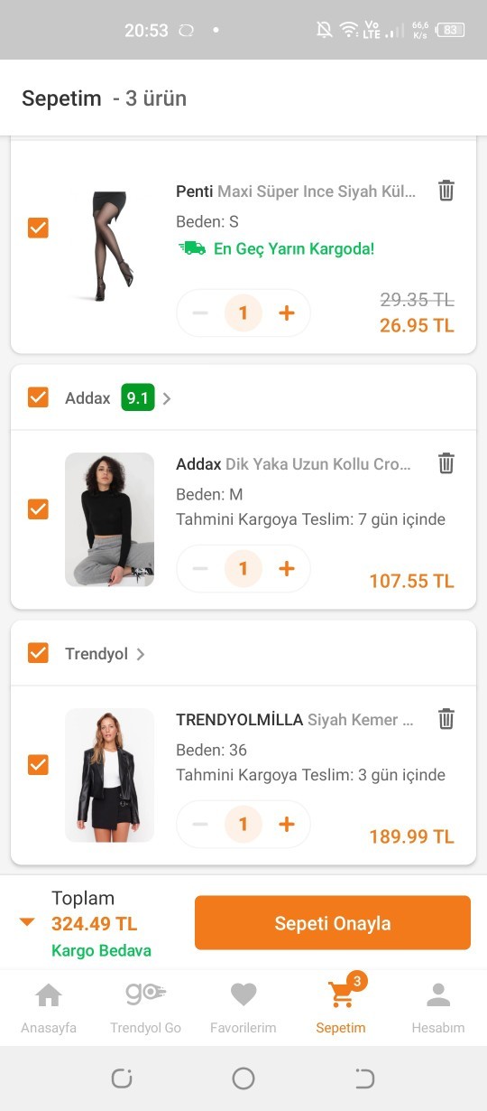 En son internetten hangi ürünleri satın aldınız?