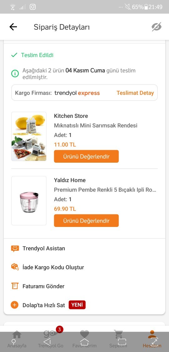 En son internetten hangi ürünleri satın aldınız?