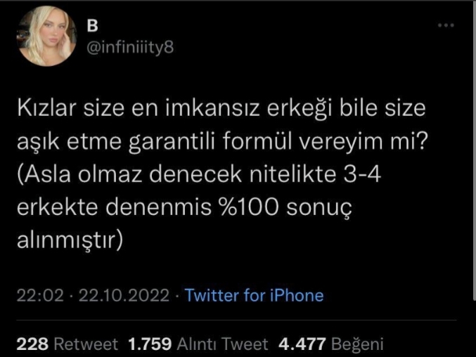Bu kızın istediğimiz her erkeği elde etme yöntemi sizce tutar mı?