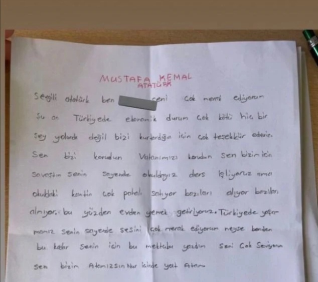 İlkokul öğrencisi Atatürke yazdığı mektupta ekonomiyi şikayet etti, kantin çok pahalı alamıyoruz dedi! Ne düşünüyorsunuz?