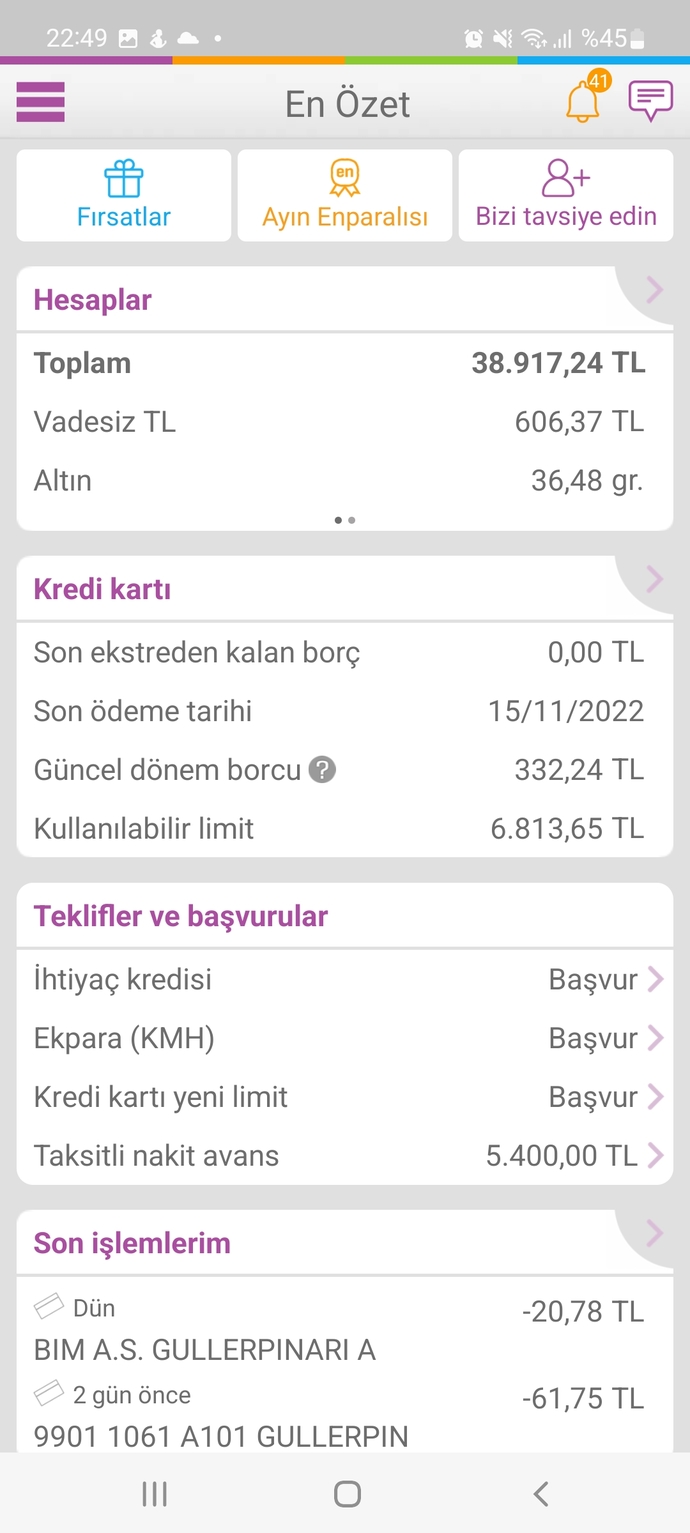 Hesabınızda kaç para var?