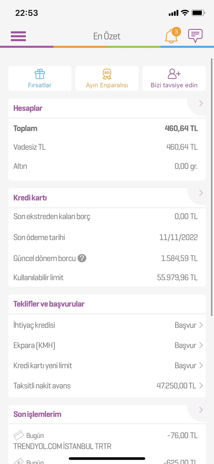 Hesabınızda kaç para var?