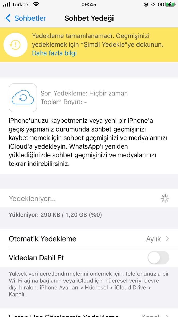 Whatsapp yedekleme yapmıyor acil yardım?